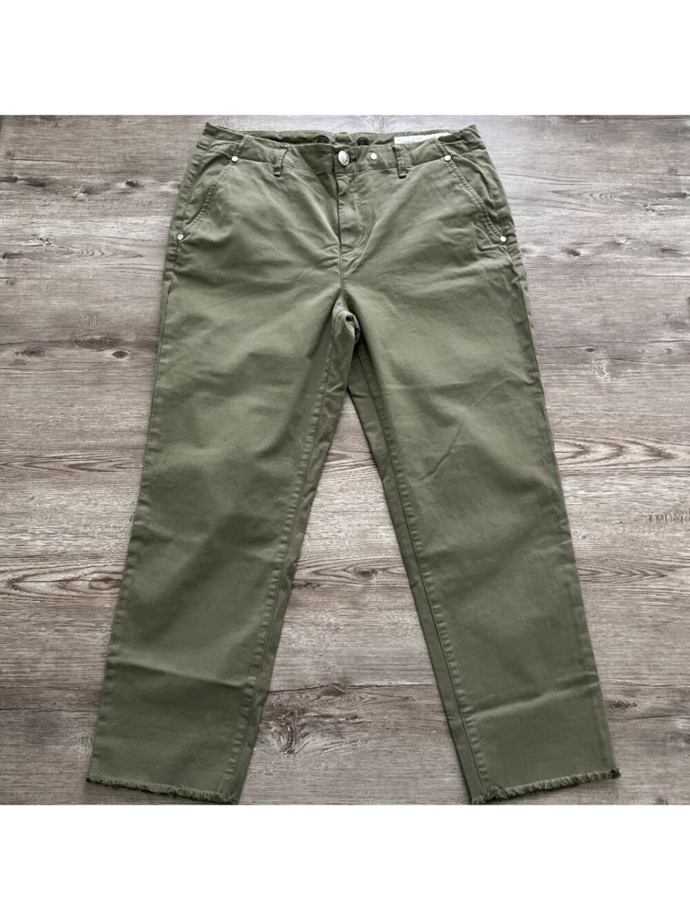 Rag bone Chino Pants Womens 29 Green Buckley Cropped Raw Hem